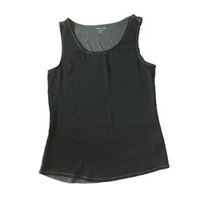 Coldwater Creek Top Women M 10 12 Silky Black Gray Sleeveless Tank Shell Neutral
